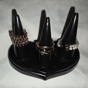 Elegant Gold and Pearl Ring Set Adjustable Sizze 8 / 9